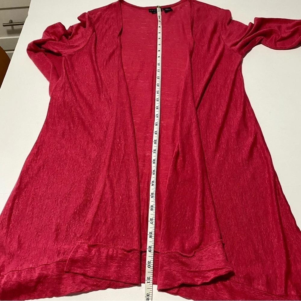 TAHARI Linen Longline Lagenlook Open Cardigan Size Medium Breathable Summer - Picture 9 of 10